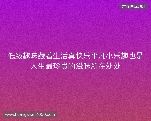 低级趣味藏着生活真快乐平凡小乐趣也是人生最珍贵的滋味所在处处 低级趣味藏着生活真快乐平凡小乐趣也是人生最珍贵的滋味所在处处